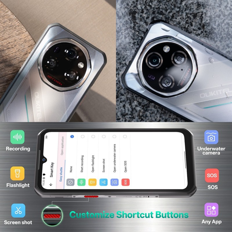 OUKITEL WP62 Rugged Smartphone 5G 36(12+24)GB+512GB/2TB 108MP 11000mAh Silver gallery