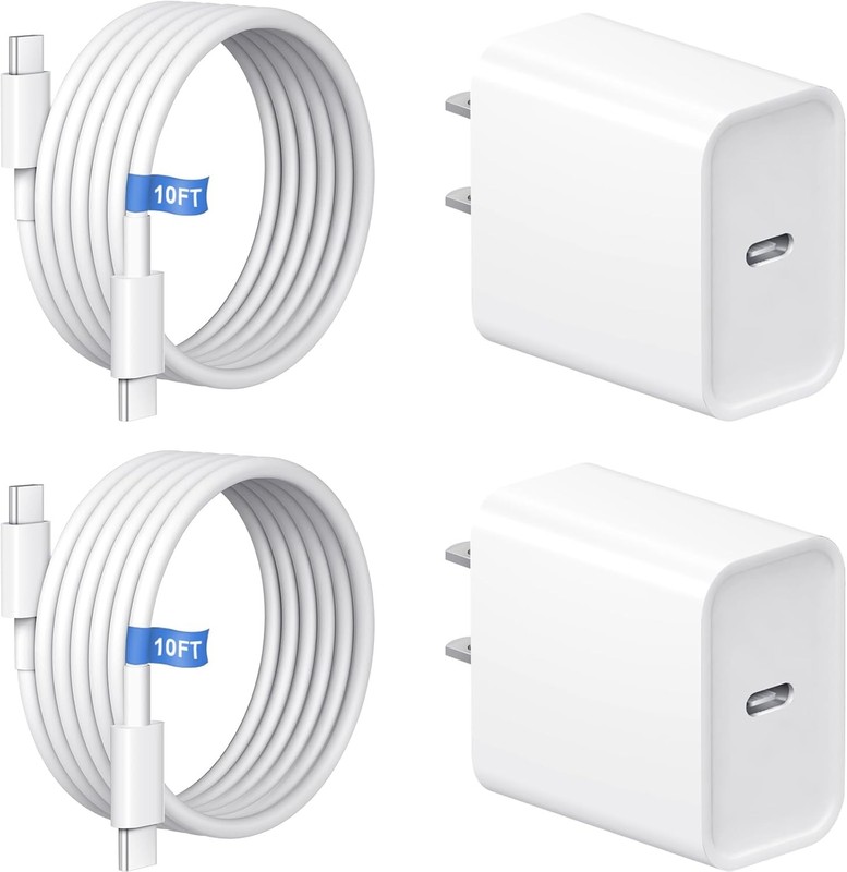 20W USB-C Wall Charger with 10FT Cable for iPhone 17/17 Pro Max – Fast Charging