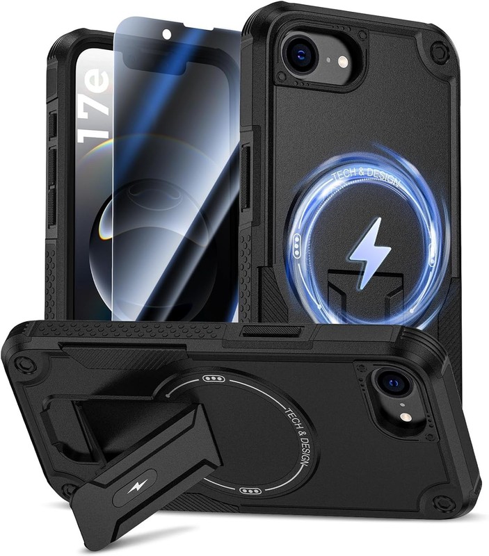 Case & Tempered Glass Screen Protector for iPhone 17e/16e Blue Privacy Shockproo