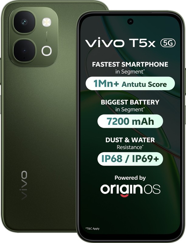 vivo T5x 5G (Green, 128 GB 6GB RAM) Dimensity 7400-Turbo 6.76&Prime; Global Version