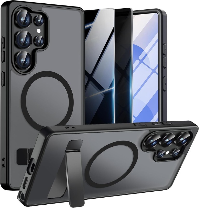 2PCS Magnetic Case & Privacy Screen Protector for Samsung Galaxy S25 Ultra Black