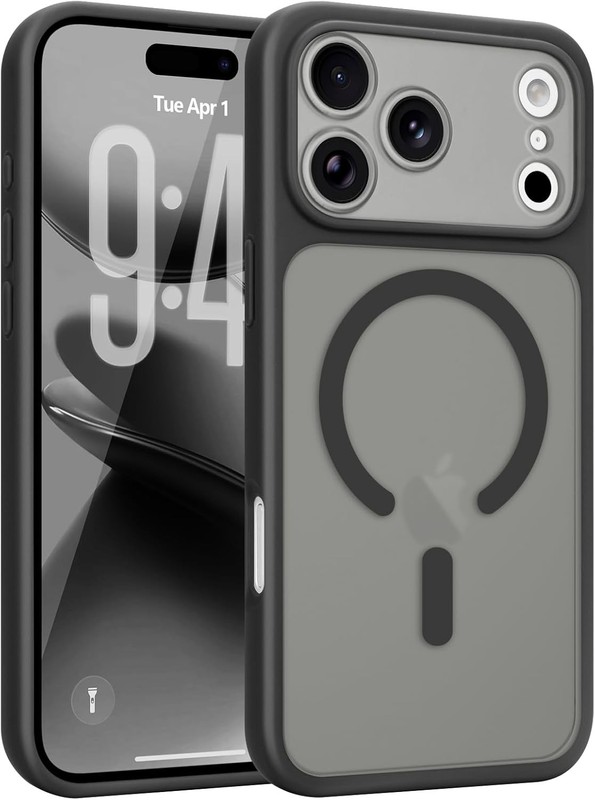 iPhone 17 Pro Magnetic Translucent Matte Shockproof Slim Cell Phone Cover Black