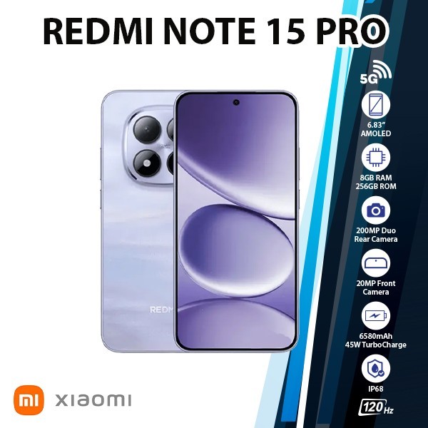 Xiaomi Redmi Note 15Pro Android Cell Phone (8GB+256GB/PURPLE/Dual SIM/Unlocked)