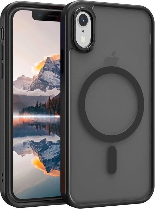 Magnetic iPhone XR Case, Slim Translucent Matte Shockproof Phone Cover (Black)