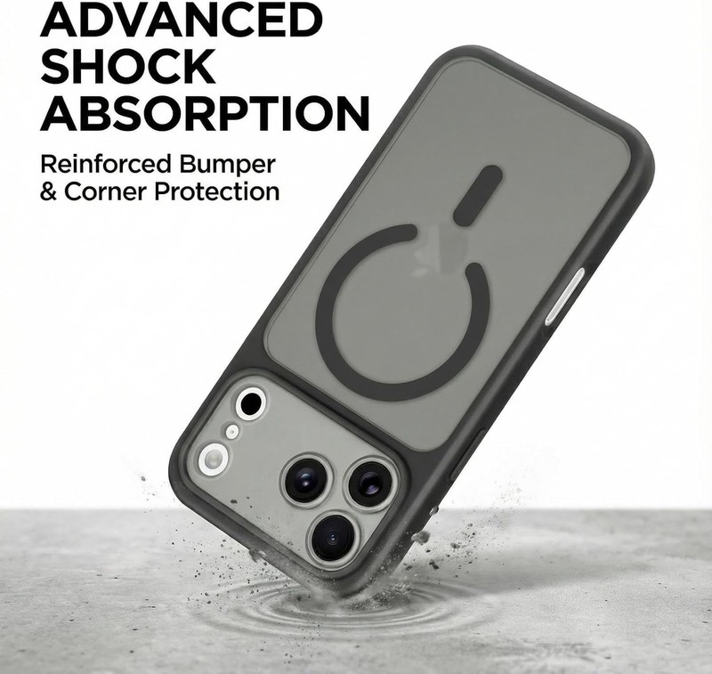 iPhone 17 Pro Magnetic Translucent Matte Shockproof Slim Cell Phone Cover Black gallery