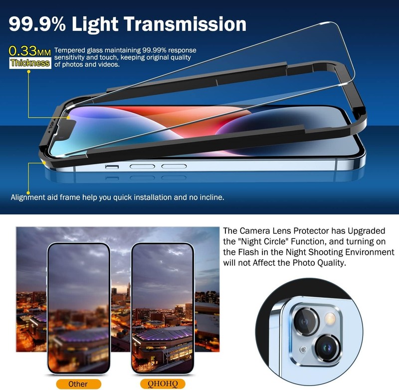 3PCS Screen Protector & Camera Lens Protector for iPhone 14 / iPhone 13 6.1 Inch gallery