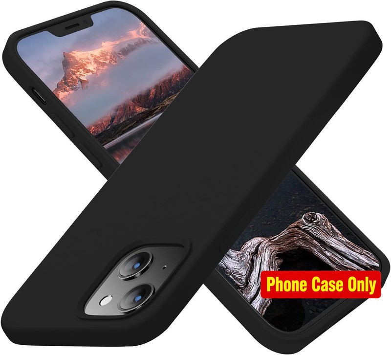iPhone 13 & 14 Case, Black Silicone Ultra Slim Shockproof Phone Case, 6.1 inch