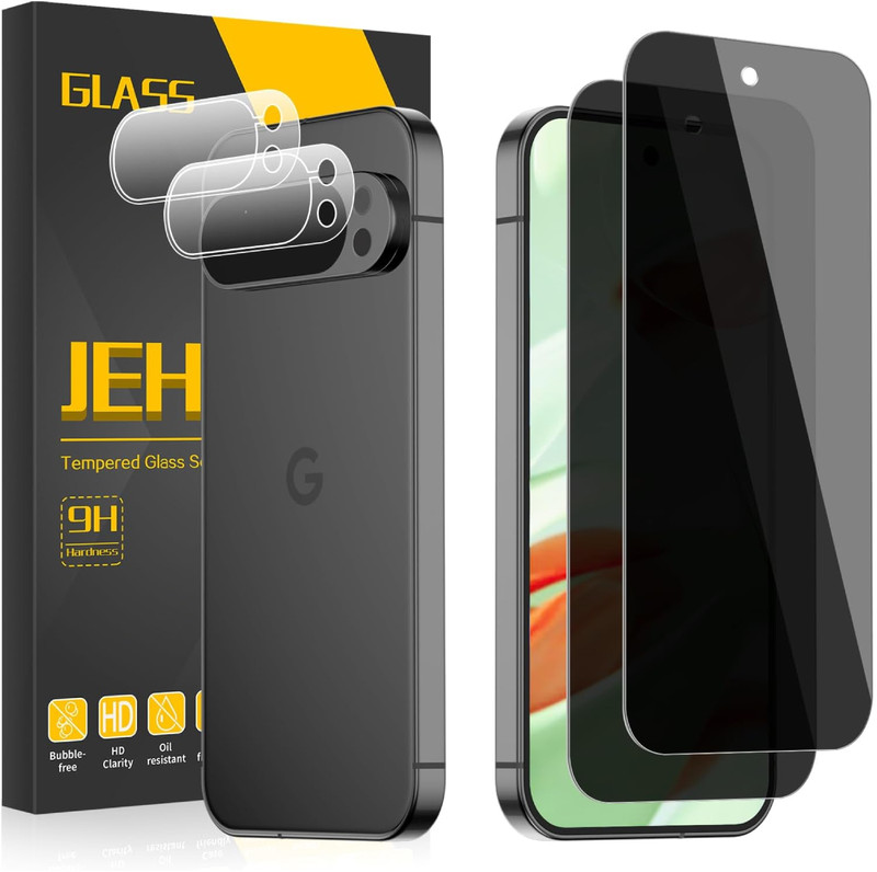 [2+2 Pack] 2 Packs for Google Pixel 9 Pro XL Privacy Tempered Glass Screen Prote