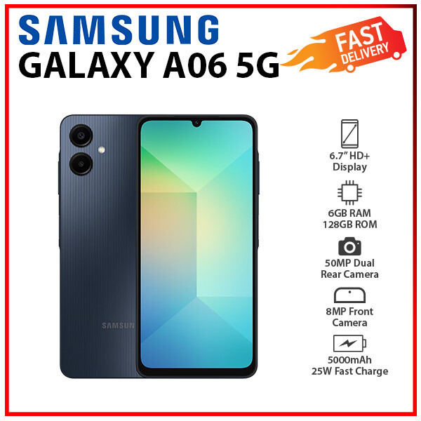 Samsung Galaxy A06 5G 6GB+128GB BLACK Dual SIM Unlocked Android Smartphone