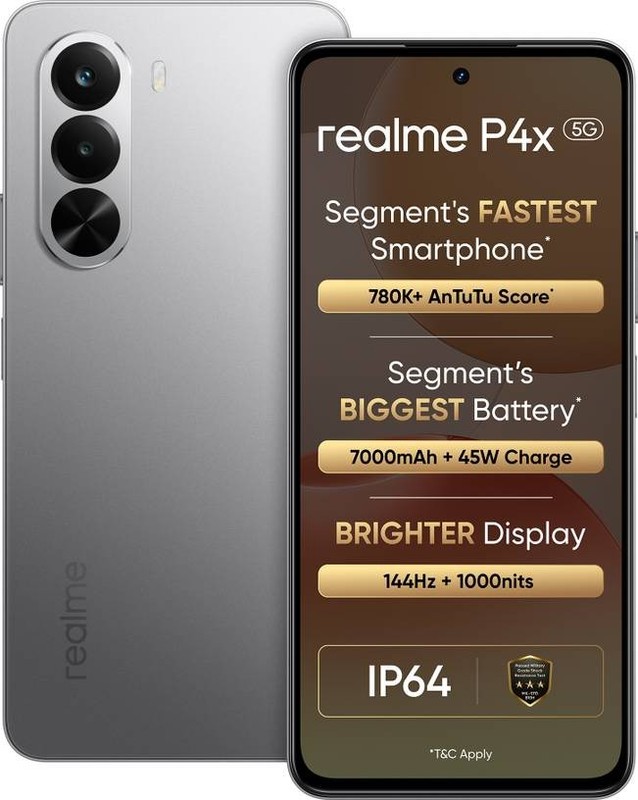 realme P4x 5G Silver Factory Unlocked Dual SIM 8GB RAM 128GB 7000 mAh Battery