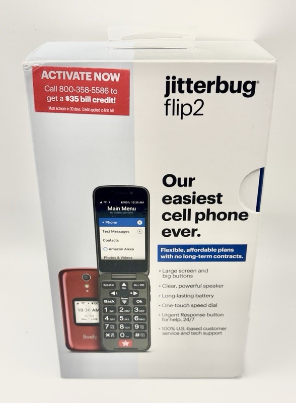 Jitterbug Flip2 Cell Phone for Seniors Large Screen Red NEW OPEN BOX
