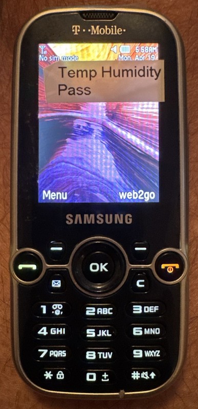 Samsung Galaxy Gravity 2 SGH-I469 (T-Mobile) 1GB Blue Engineer Testing Humidity
