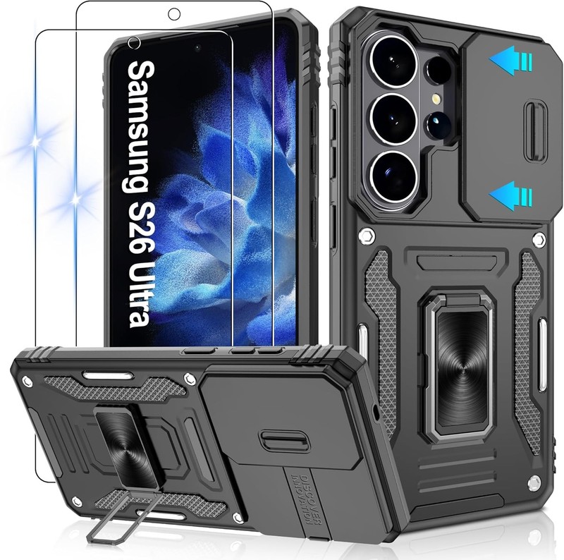 Samsung Galaxy S26 Ultra Case with 2-Pack HD Screen Protectors and Camera Cover