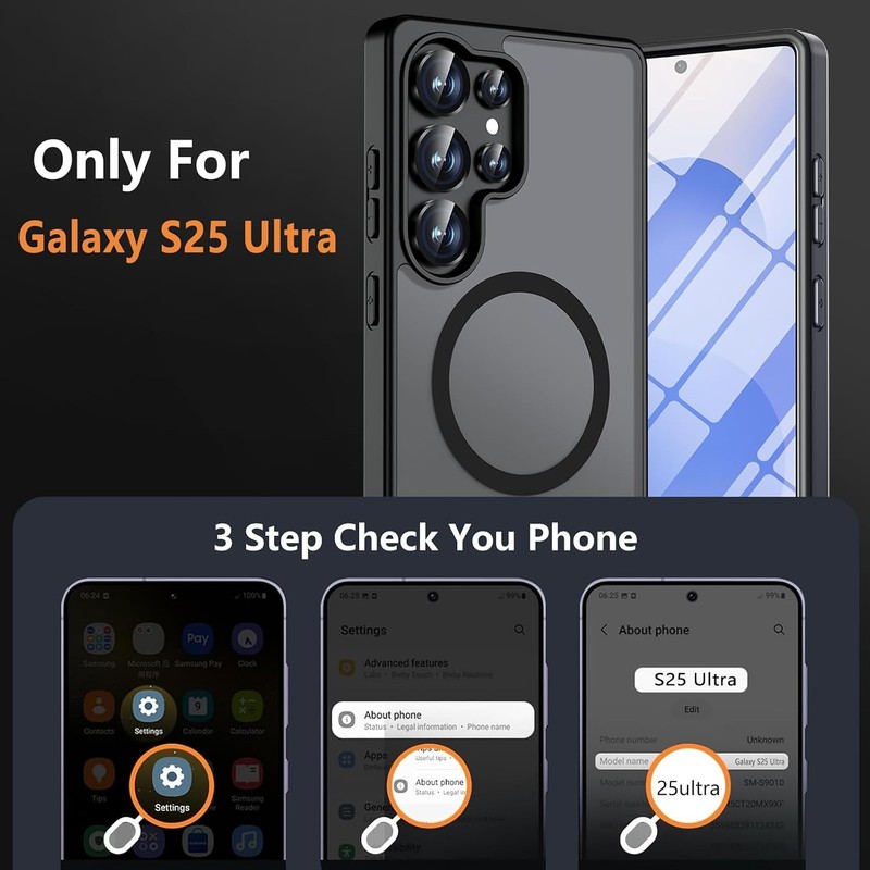 2PCS Magnetic Case & Privacy Screen Protector for Samsung Galaxy S25 Ultra Black gallery