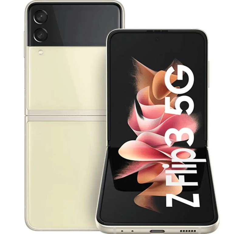 Samsung Galaxy Flip3 5G SM-F711U 128GB GSM 6.7-in Cream Unlocked B+