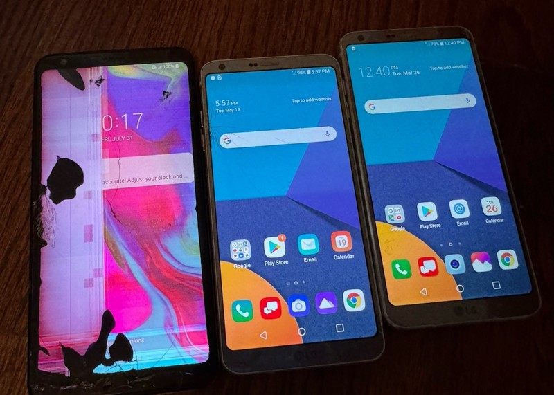 All Work Lot of 3 LG Stylo 5 G6 Gray Smartphone BAD LCD Crack Broken READ
