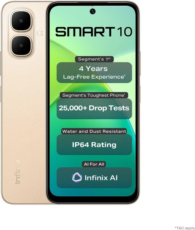 Infinix Smart 10 GOLD (RAM 4GB 64GB) UniSoc T7250 Processor