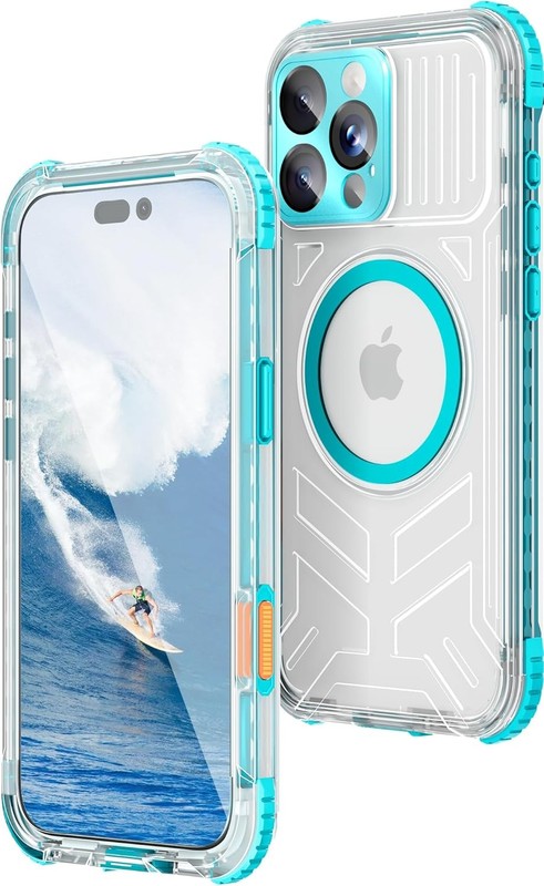 iPhone 16 Pro Max Waterproof Case, IP68 Underwater, 15FT Military Shockproof, Te