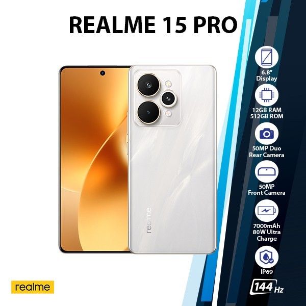 Realme 15 Pro 5G Android Cell Phone (12GB+512GB/SILVER/Dual SIM/Global Ver.)