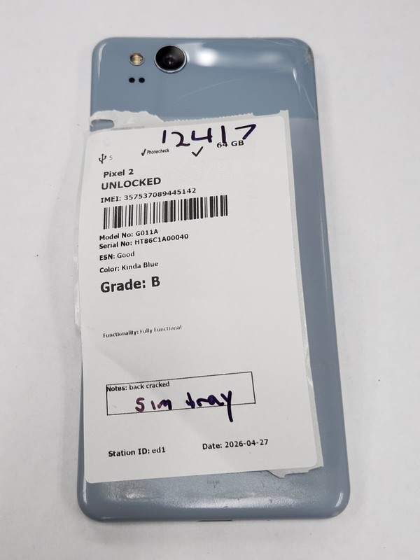 DEFECTIVE - Google Pixel 2 - 64 GB - Blue - Unlocked - G011C - 12417 gallery