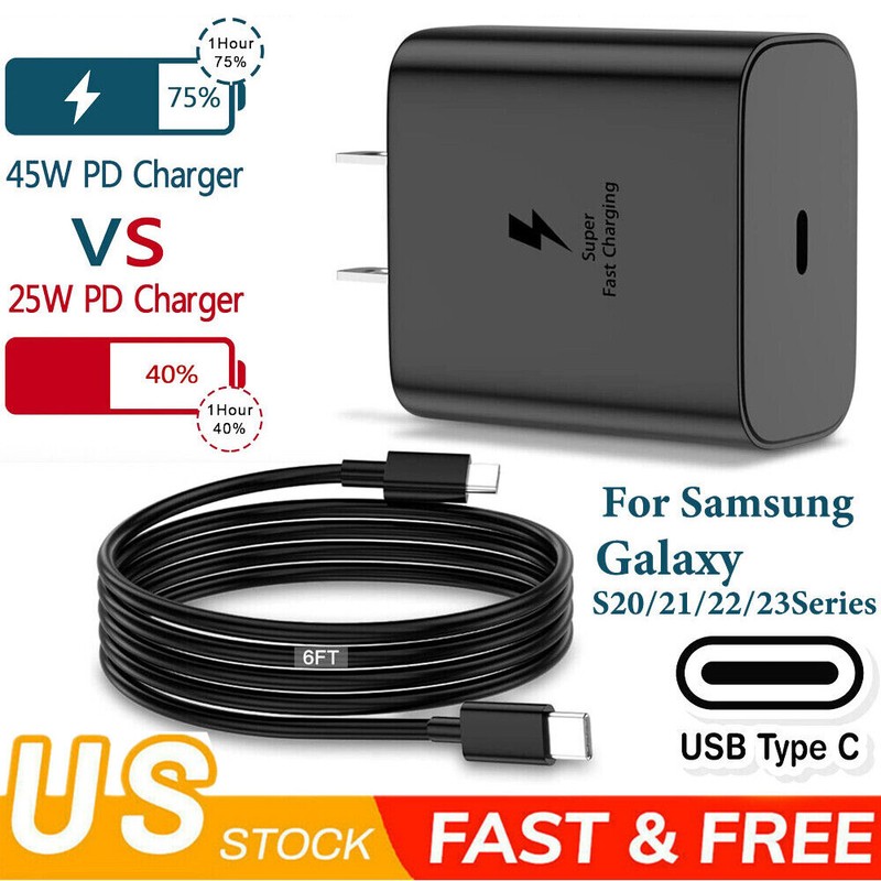 45W Type USB C ⚡Super Fast Wall Charger+6ft Cable For Samsung Galaxy S22 S23 S21