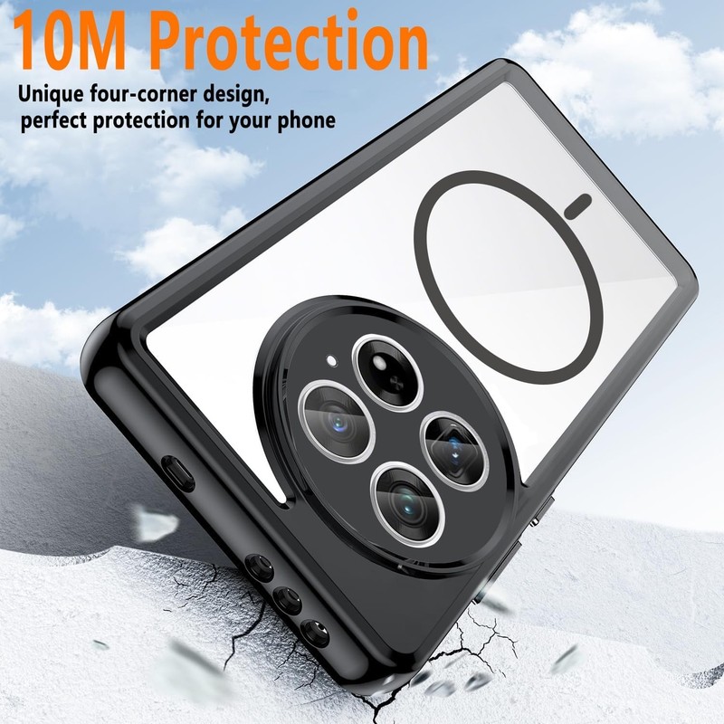 Magnetic for OnePlus 13 Case, Clear Shockproof Phone Case with Camera Cover, Bla gallery
