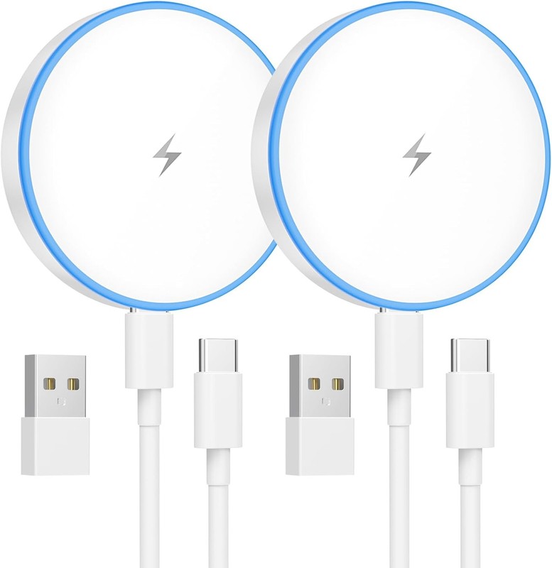 2 Pack Magnetic Wireless Charger Pad 15W for iPhone 12-17 & AirPods