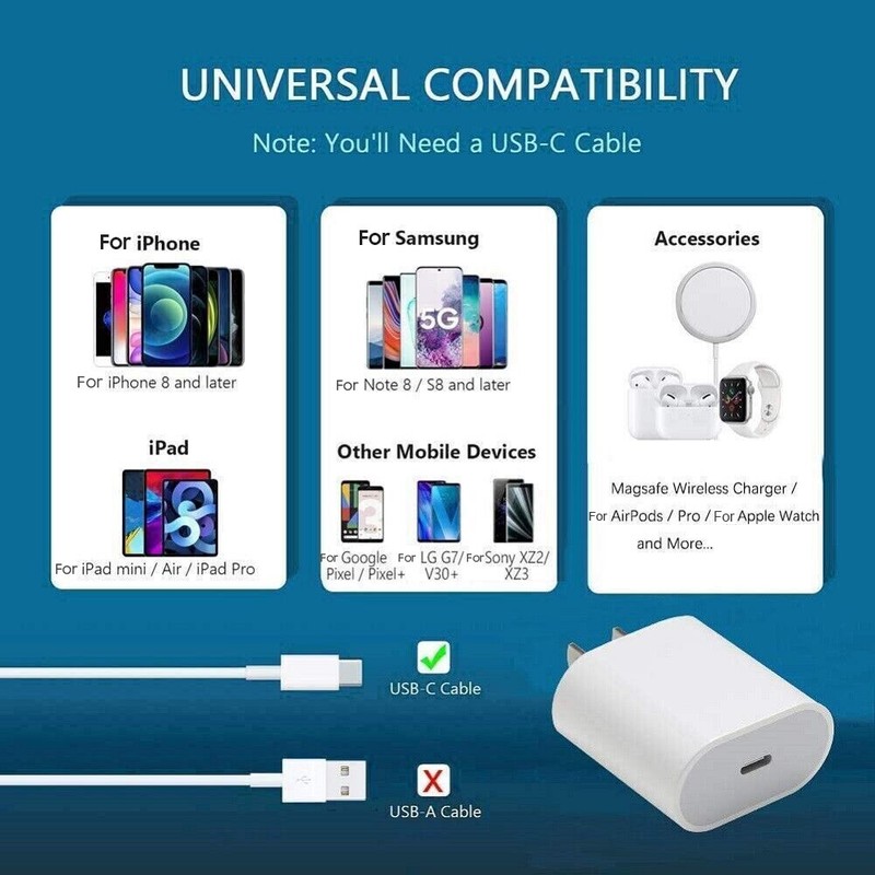 ⚡20W Super Fast Charger +Cable Type C For iPhone X Xs XR 15 14 13 12 11 Pro Max gallery