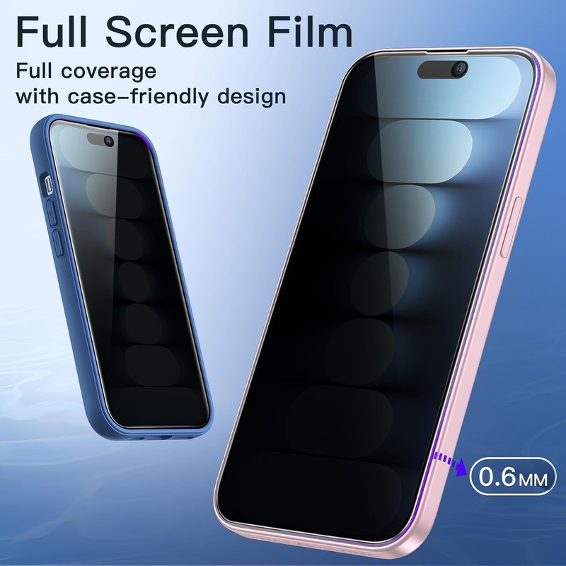 2-Pack Anti-Spy Full Coverage Screen Protector for iPhone 15 6.1 Inch, Privacy C gallery