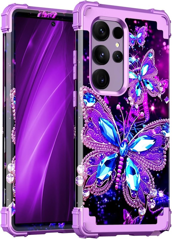Three Layer Heavy Duty Shockproof Case for Galaxy S24 Ultra 5G, Glow in Dark Bum
