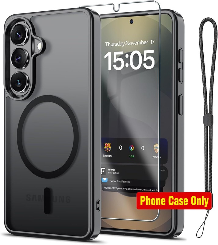 Black Case for Samsung Galaxy S26 Ultra/S25 Ultra, Magnetic with Screen Protecto