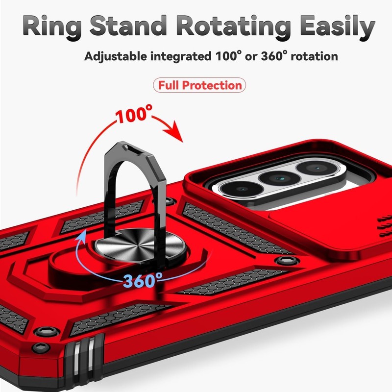 Red Dual Layer Case for Samsung Galaxy A37/A36 with HD Screen Protector & Slide gallery