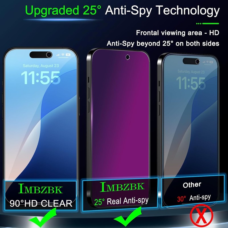 3 Pack Gradient Purple Privacy Screen Protectors & Anti-Blue Light for iPhone 17 gallery