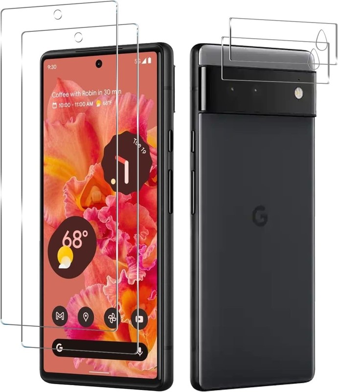 4 in 1 Google Pixel 6 Screen Protector,Front Tempered Glass,Side-Back Film