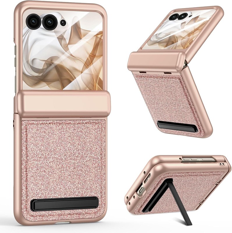 Rose Gold Slim Case for Motorola Razr 2026/2025/2024 with Kickstand & Screen Pro