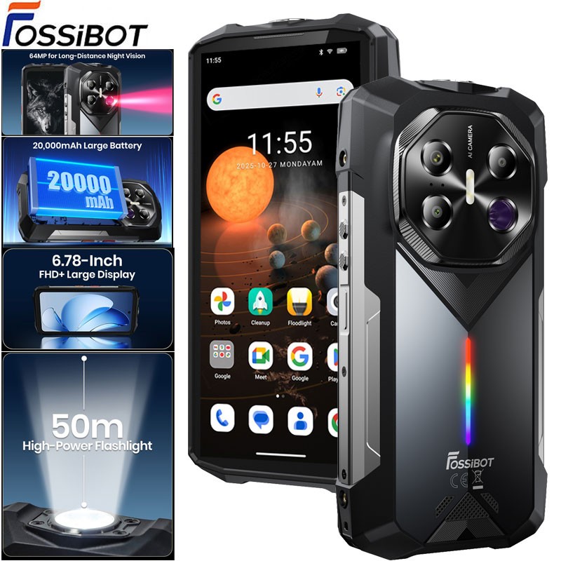 FOSSiBOT F113 5G Rugged Phone Android 15 Night Vision Stereo Loud Speaker Unlock