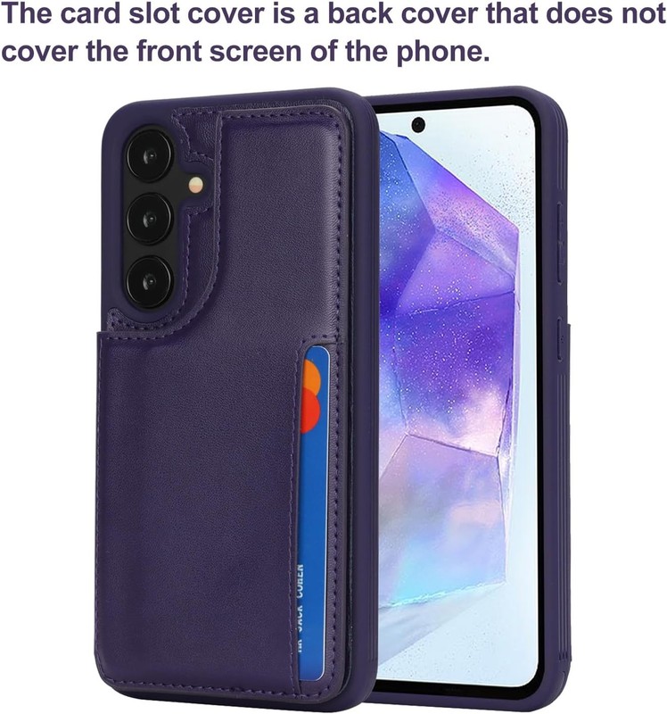Samsung Galaxy A55 5G Case with Card Holder, Wallet Case for Women Men (Dark Pur gallery