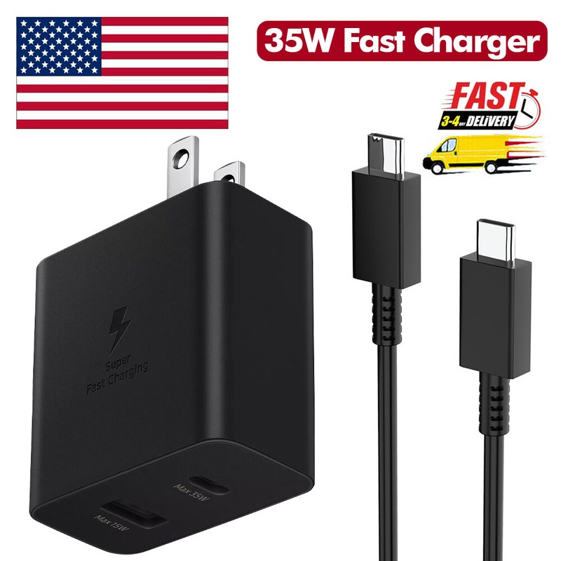 Super 35W PD Power Adapter Duo Wall Charger+Cables For Samsung S24-S20 NOTE 20 gallery