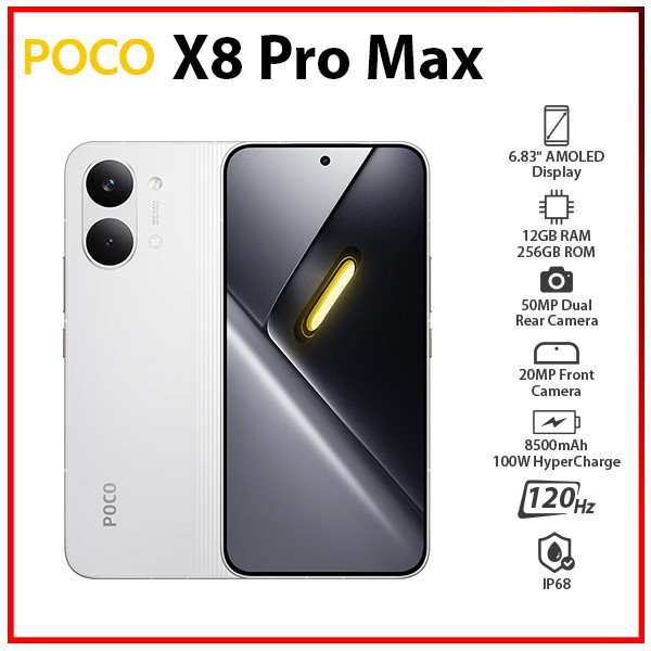 Xiaomi POCO X8 Pro Max 12GB+256GB WHITE Dual SIM Unlocked Android Cell Phone