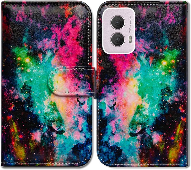 1. For Moto G Power 5G 2024 Colorful Universe Sky Leather Flip Case Wallet Cover