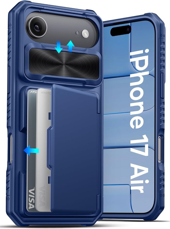 iPhone Air Wallet Case, Built-in Card Holder & Slide Camera Cover & RFID Blockin