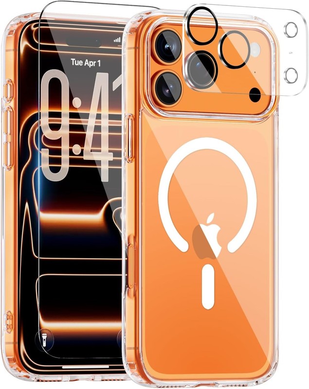 Clear Magnetic Slim Case for iPhone 17 Pro Max, Shockproof, Anti-Yellowing, Full