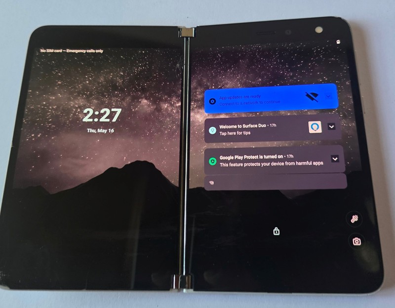 White Microsoft Surface Duo 128GB Android Phone - Works but INNER & OUTER CRACKS gallery
