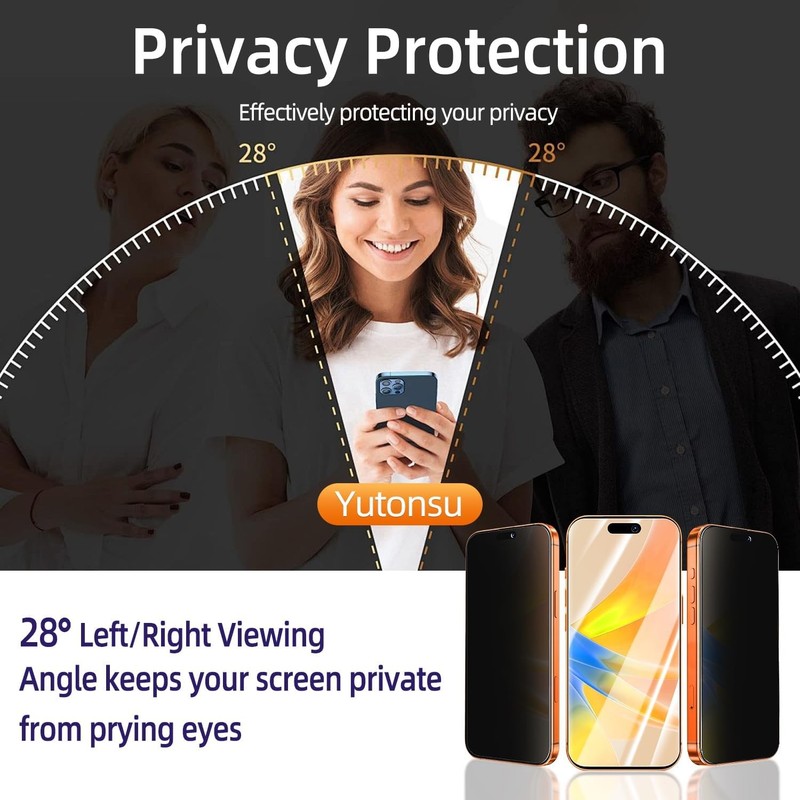 2+2 Pack Privacy Screen Protector for iPhone 17 Pro Max with Camera Lens Protect gallery