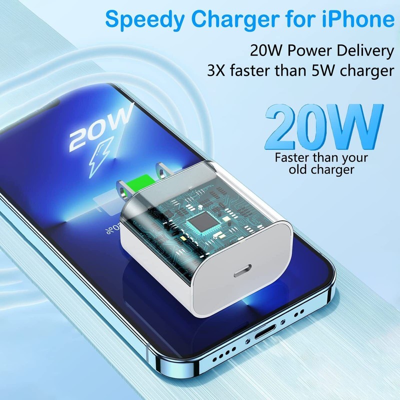 ⚡20W USB-C Fast Charger PD Adapter& Cable For iPhone 5-14/ SEfor iPad/ iPOD gallery