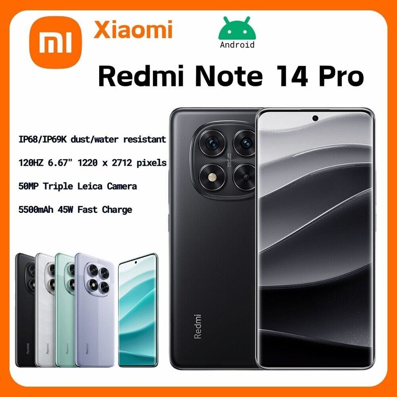 Xiaomi Redmi Note 14 Pro (5G) Smartphone 128GB/256GB/512GB Dual SIM Unlocked NEW