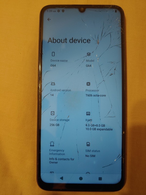 Cracked Screen BLU G64 G1010WW 256GB Dual-SIM GSM Unlocked Android phone #35