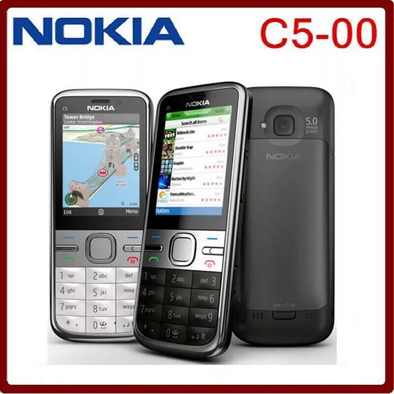 Original Nokia C5-00 3MP Bar Style 3G WCDMA Dual Camera Bluetooth Long Stand-by