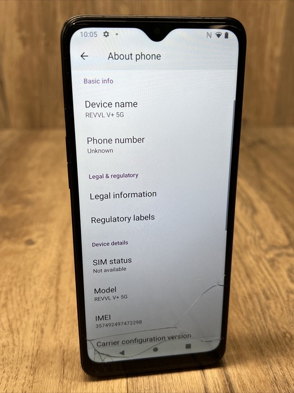 T-Mobile Revvl V Plus 5G 64GB Nebula Black *CRACKED SCREEN*