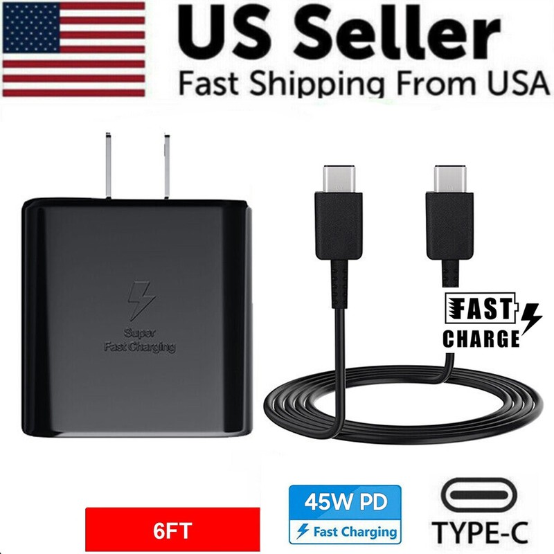 45W Super Fast Wall Charger Plug +6ft Type-C Cable For Samsung S22 S23 S24 S25 +